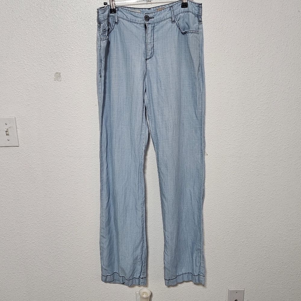 Pilcro and Letterpress anthropologie chambray jeans size 28 wide leg